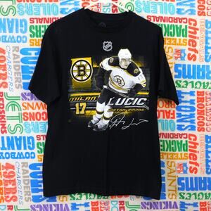 NHL Boston Bruins Milan Lucic Graphic T Shirt Size M Black Signature